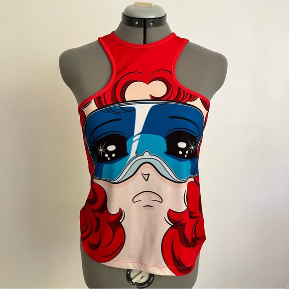 PUSHBUTTON Tops - SOLD PUSHBUTTON Red Goggle Girl Tank Top, Large